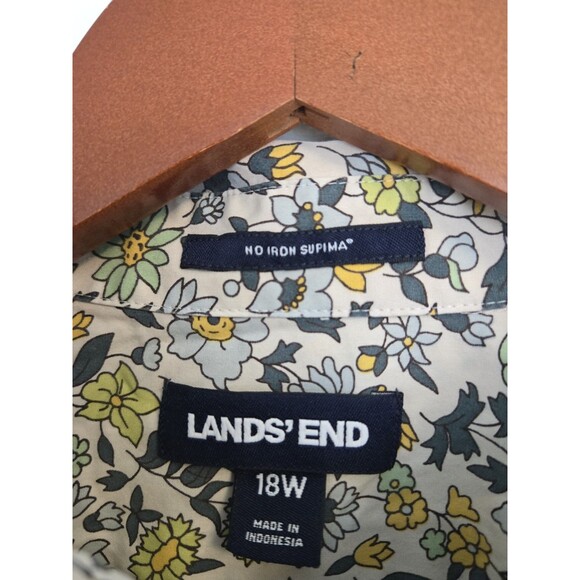 Lands End Shirt Womens 18W Floral Paisley No Iron Supima Cotton Boho Cottagecore - Picture 4 of 8